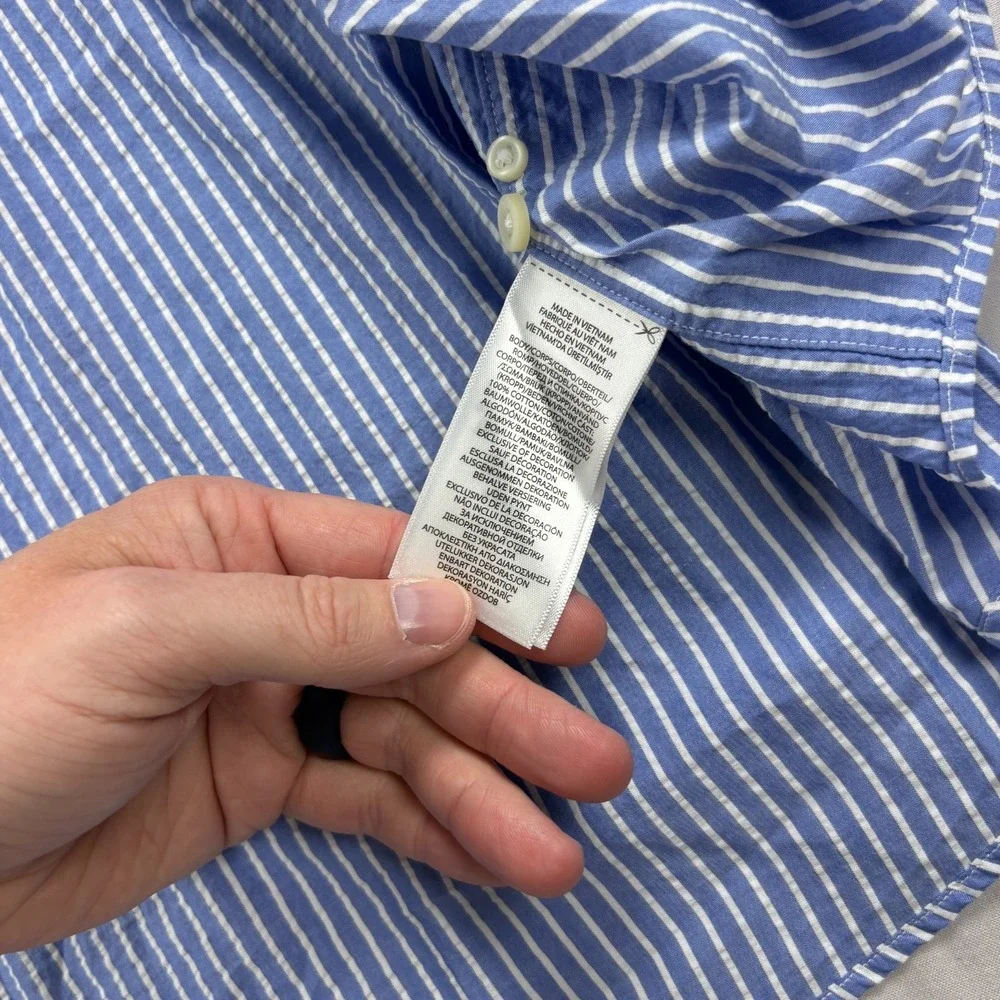 Polo Ralph Lauren Shirt Mens 4XB Big Blue Stripe Seersucker Button Up NEW